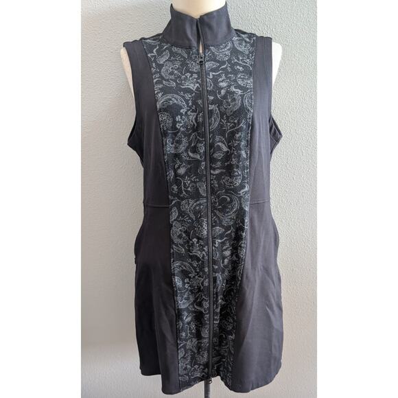 Womens Title Nine Passport Zip Front Floral Print Athleisure Sleeveless Dress XL - Picture 1 of 4